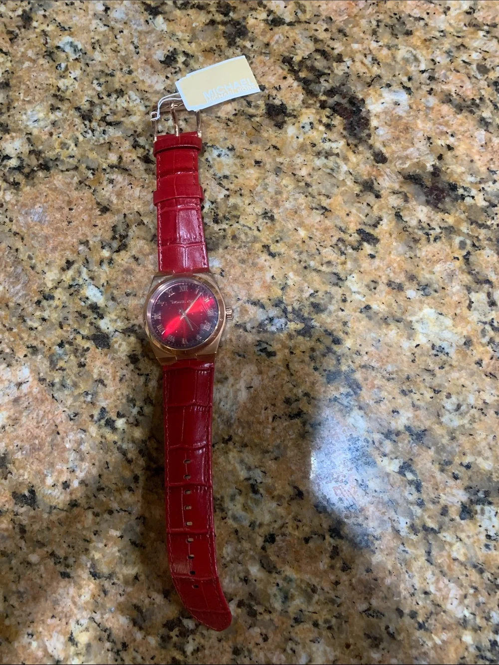 Brand new limited edition red, rose gold plated authentic rare watch/ leather